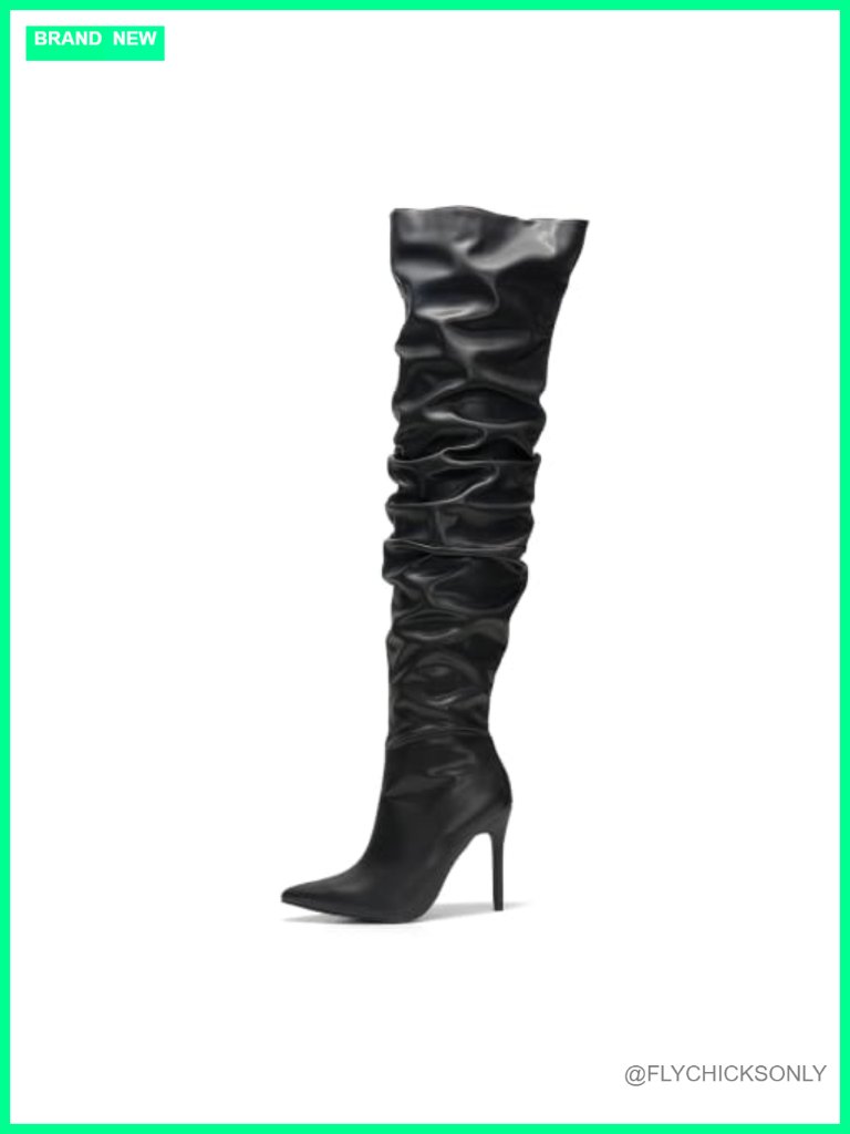 Thigh High Boots Pointed Toe Cowgirl Slouch Over The Knee Pu Cushioned